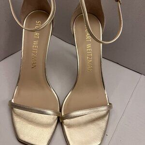 Stuart Weitzman Metallic Gold Nudistcurve Sandals Size 9.5